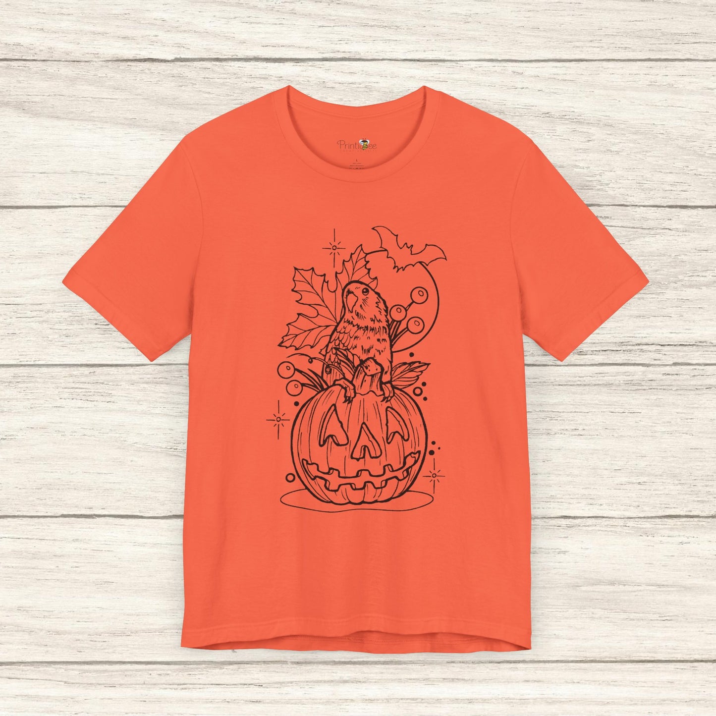 Lovebird on a Jack-o-Lantern, Line Art Tee