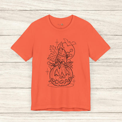 Lovebird on a Jack-o-Lantern, Line Art Tee