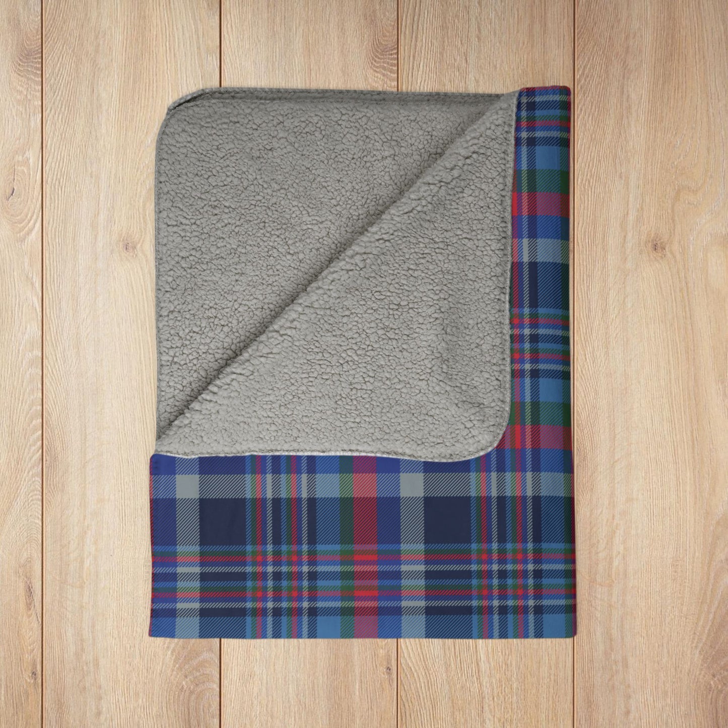 Christmas Navy & Silver Dallas TX Plaid Fleece Sherpa Blanket