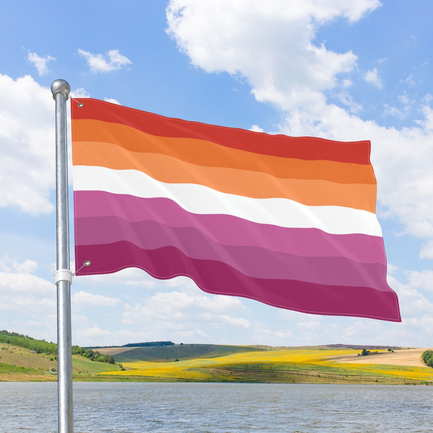Lesbian Pride 7-Stripe Flag with Grommets