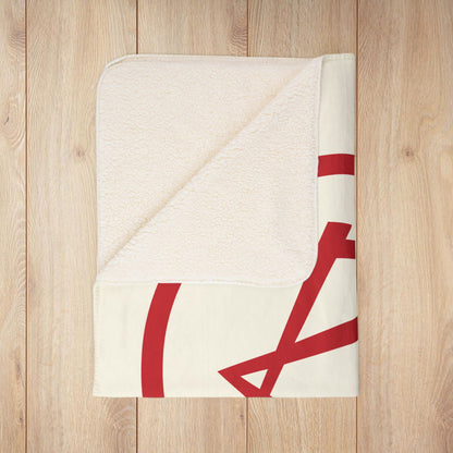 Rambler Red Logo Cream Fleece Sherpa Blanket