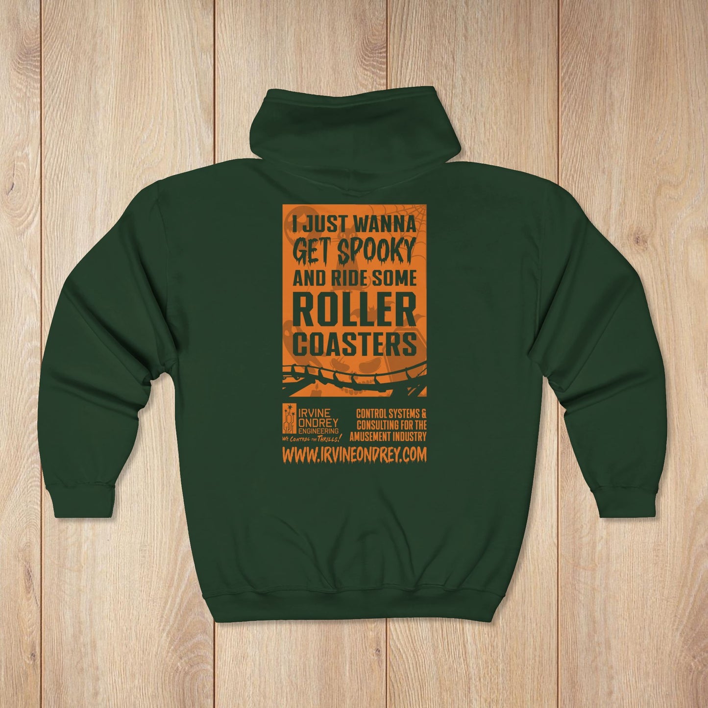 I Just Wanna Get Spooky & Roller Coasters Zip Hoodie • Irvine Ondrey Engineering