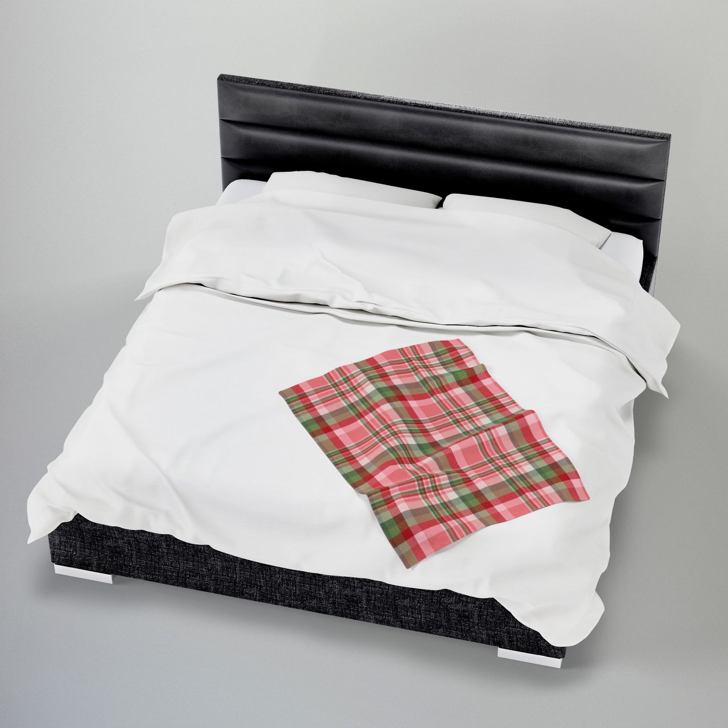 Christmas Pink & Red Plaid Velveteen Plush Blanket