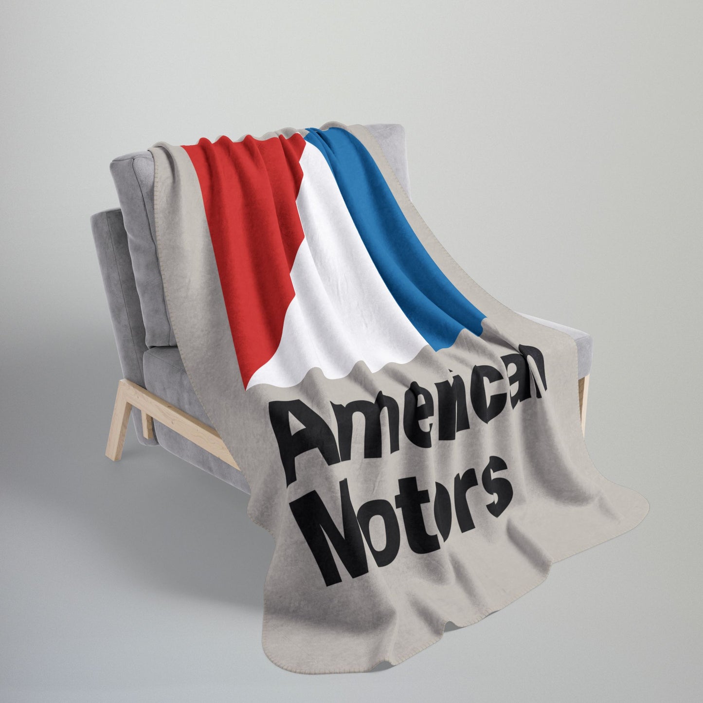 AMC Logo Greige Fleece Sherpa Blanket