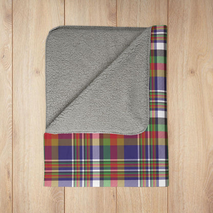 Christmas Purple & Gold Baltimore MD Plaid Fleece Sherpa Blanket