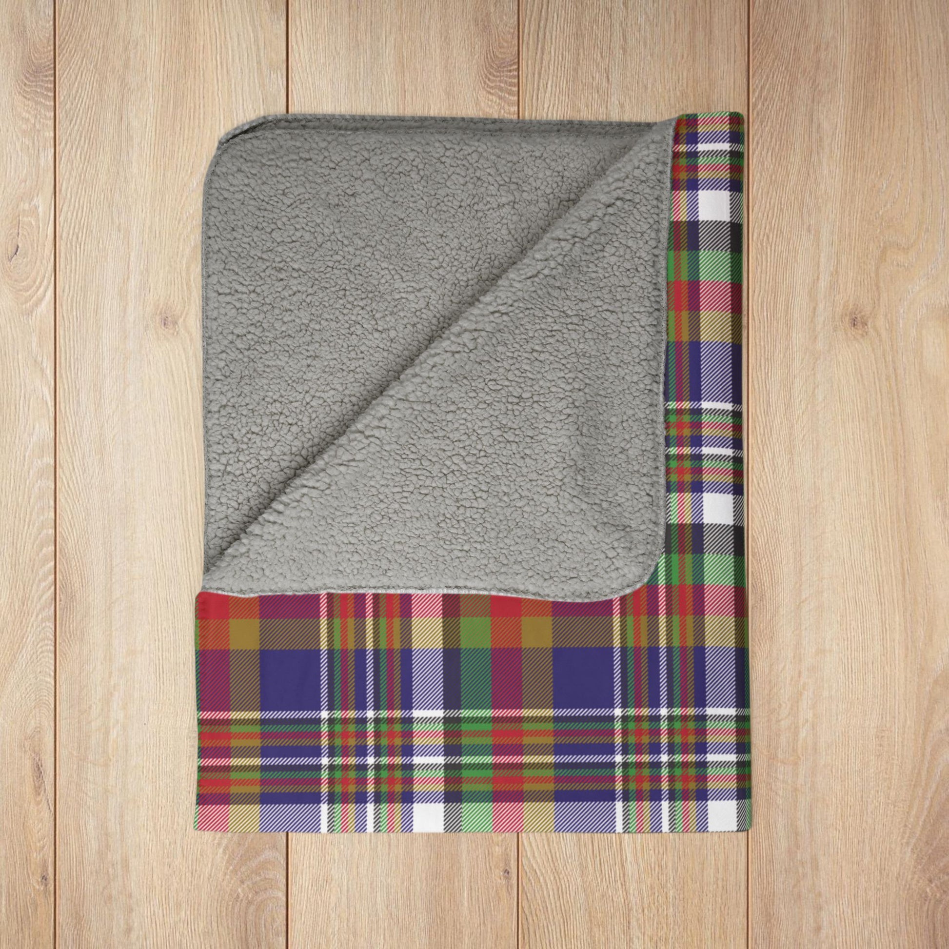 Christmas Purple & Black Baltimore MD Plaid Fleece Sherpa Blanket