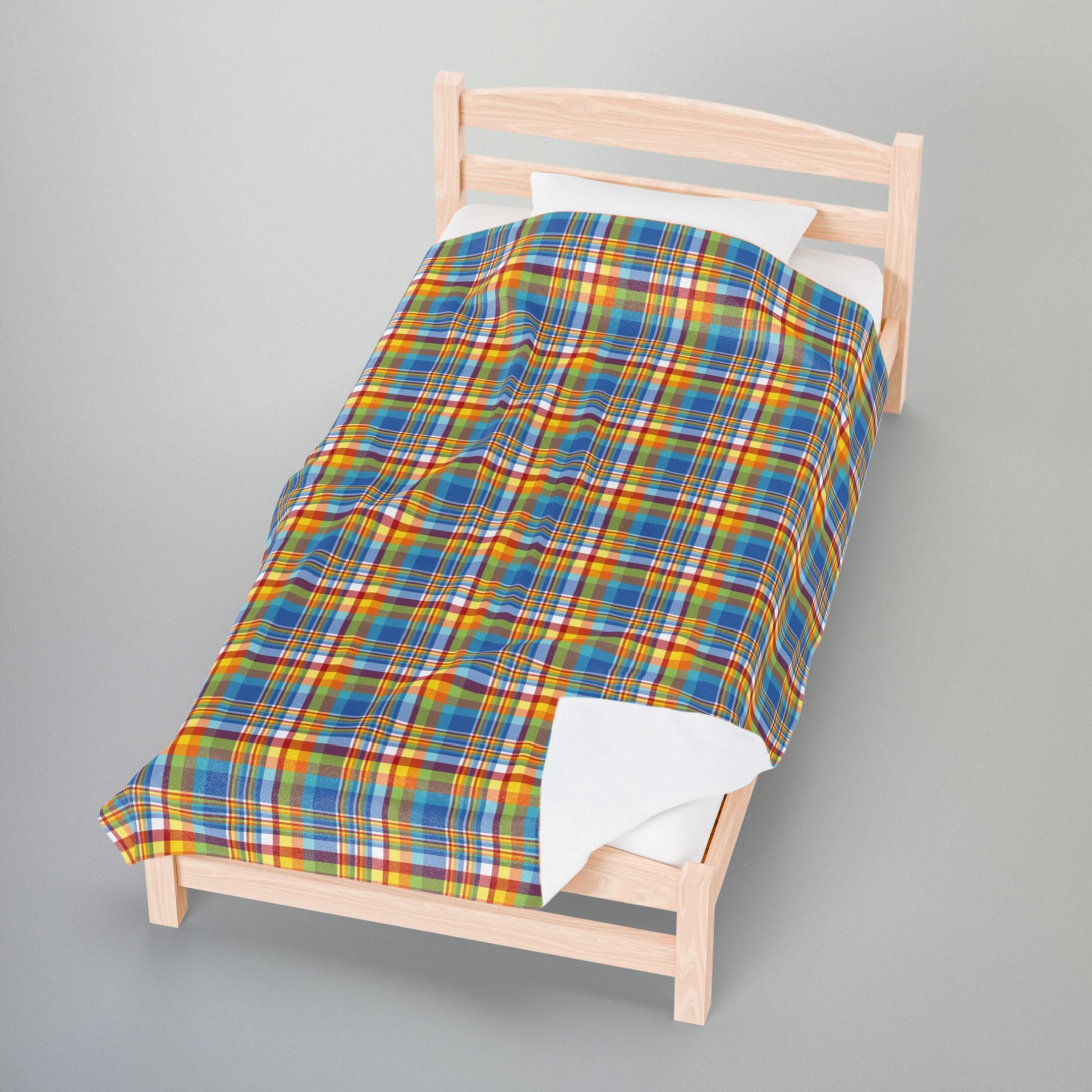 Midway Boardwalk Rainbow Ohio Plaid Velveteen Plush Blanket