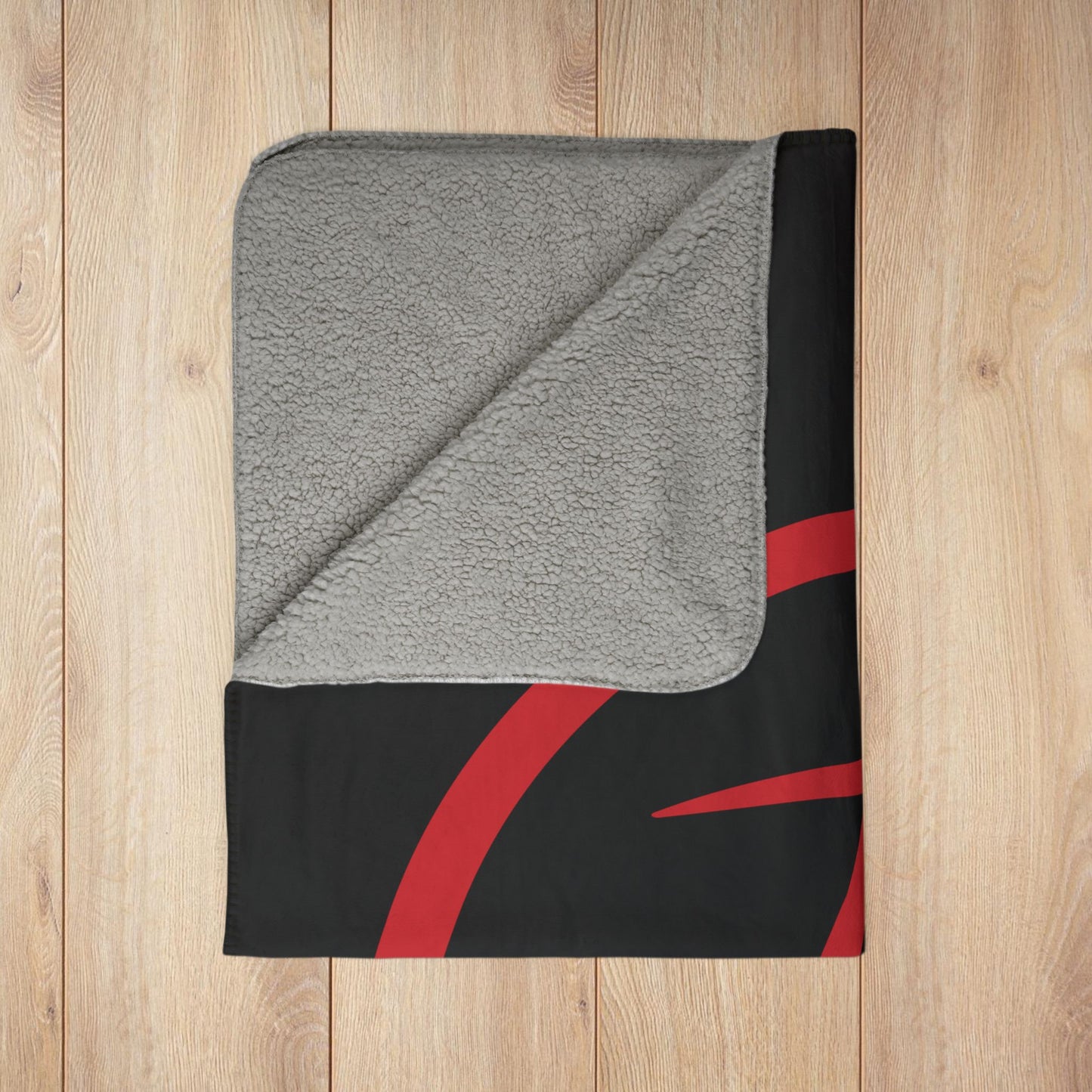Rambler Red Logo Black Fleece Sherpa Blanket