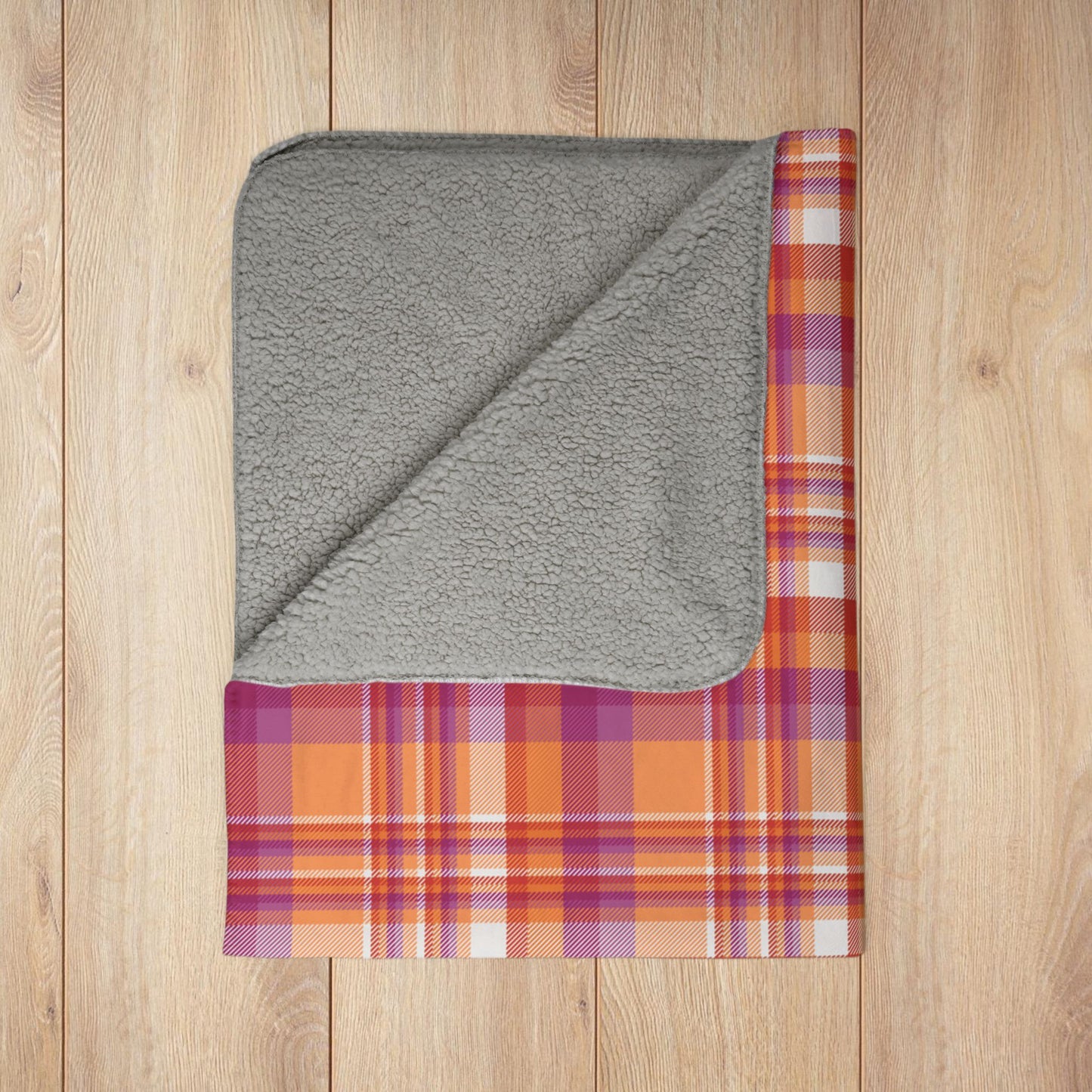 Lesbian Pride Plaid Fleece Sherpa Blanket
