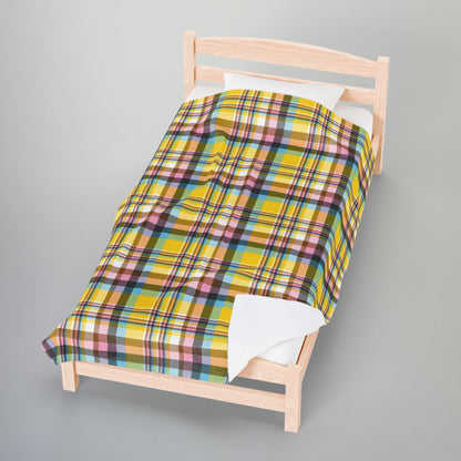 Intersex Progress Pride Plaid Velveteen Plush Blanket