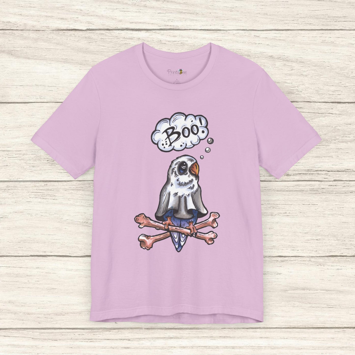 Ghost Lovebird Boo! Hand-Drawn & Hand-Colored Tee