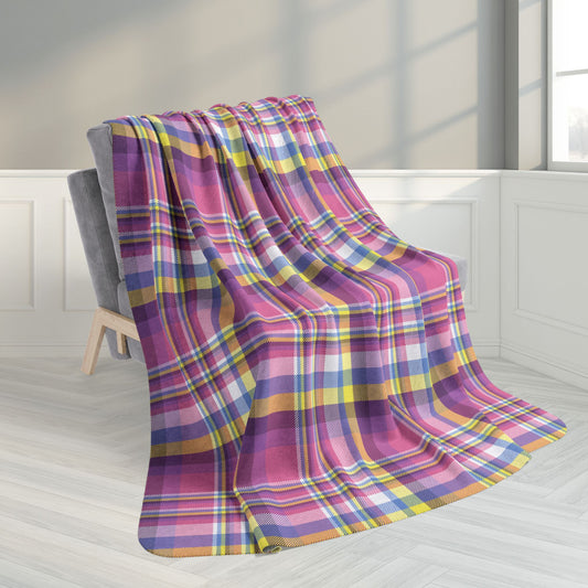 60" × 80" Grey Bigender Pride Plaid Fleece Sherpa Blanket