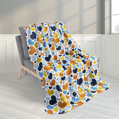 50" × 60" Aromantic Asexual Aroace Pride Valentine’s Day Hearts White Fleece Sherpa Blanket