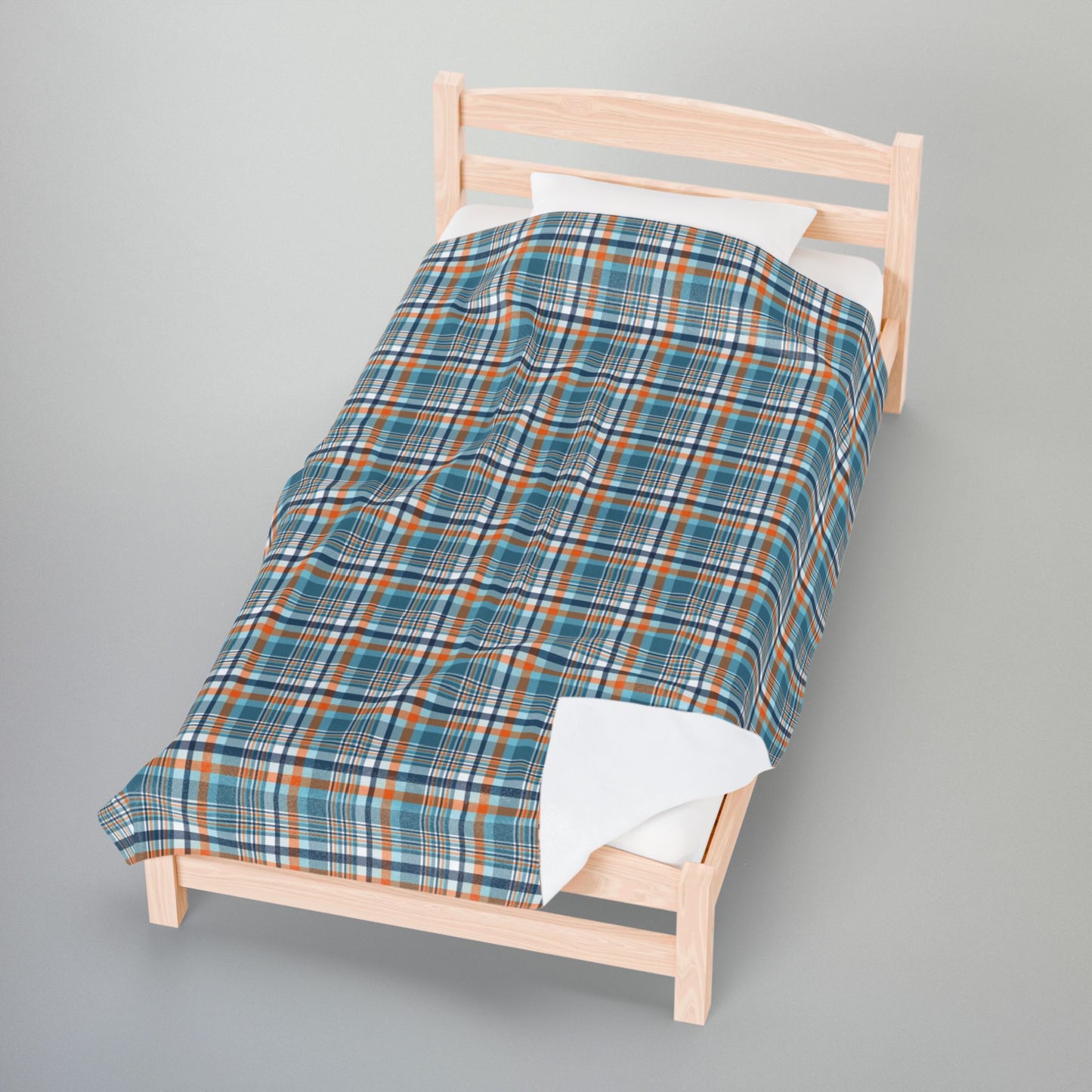 Light Blue & Orange Ohio Velveteen Plush Blanket