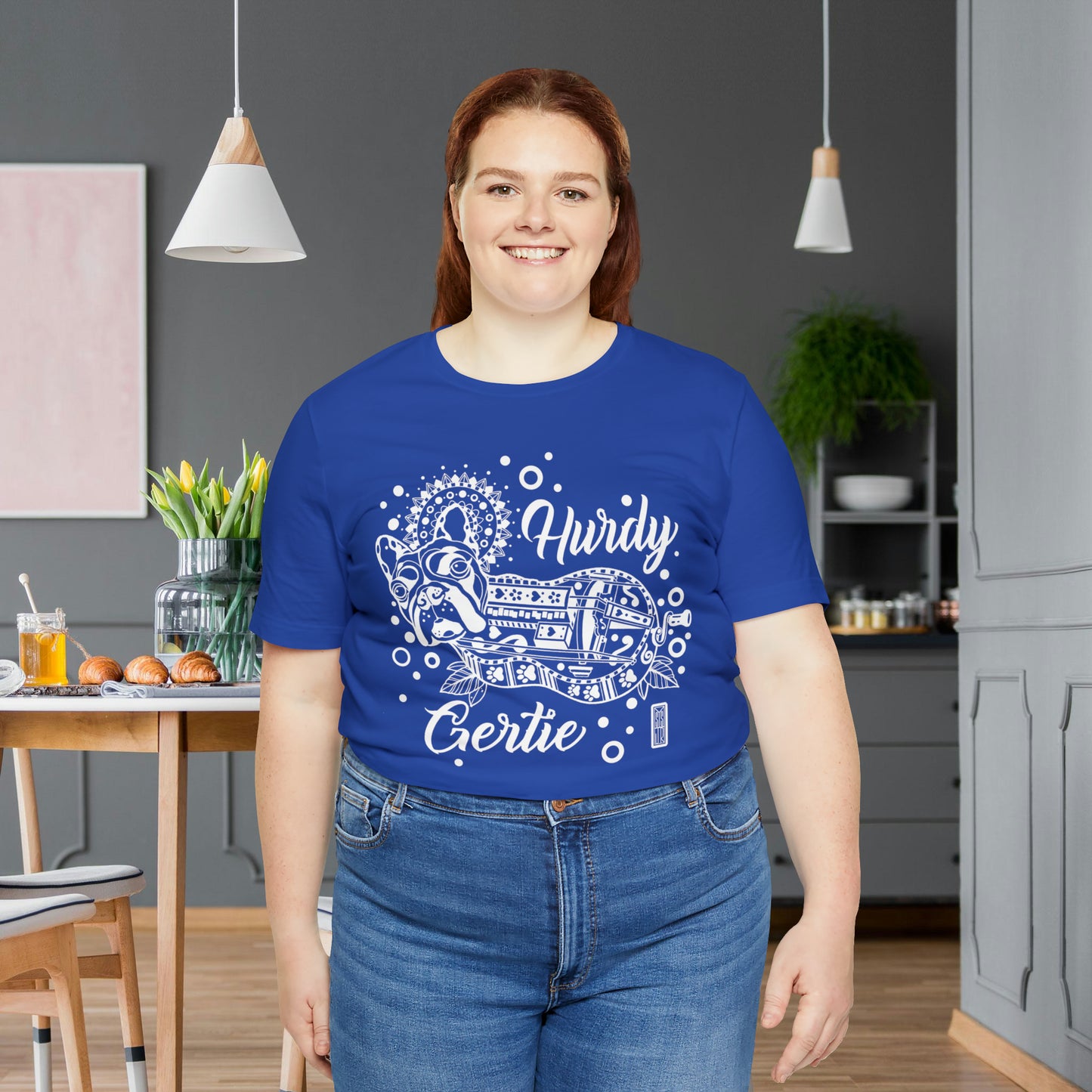 Hurdy Gertie Tee, Chemise Frenchton Dog Line Art