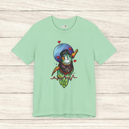 Frankenstein Lovebird, Hand-Drawn & Hand-Colored Tee