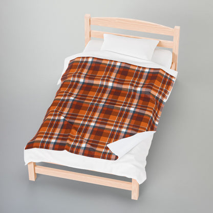 Autumn Blue Plaid Velveteen Plush Blanket
