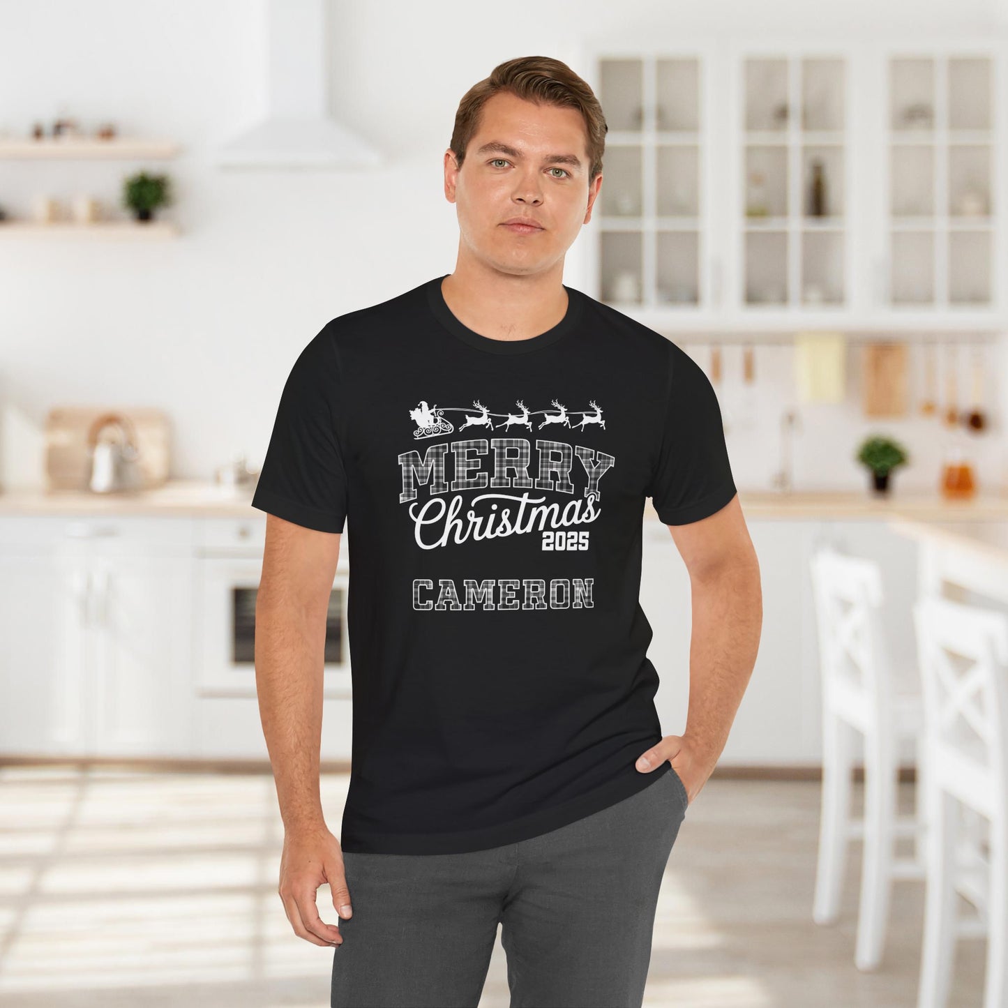 Custom Christmas Plaid Tee or Pajama Top