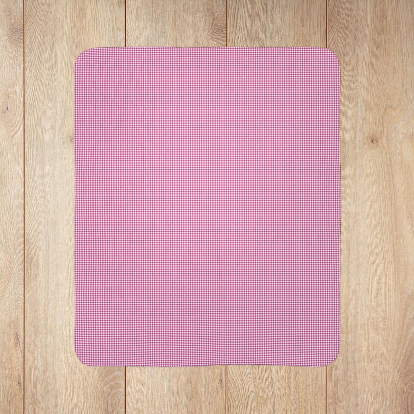 Fuschia & White Gingham Fleece Sherpa Blanket