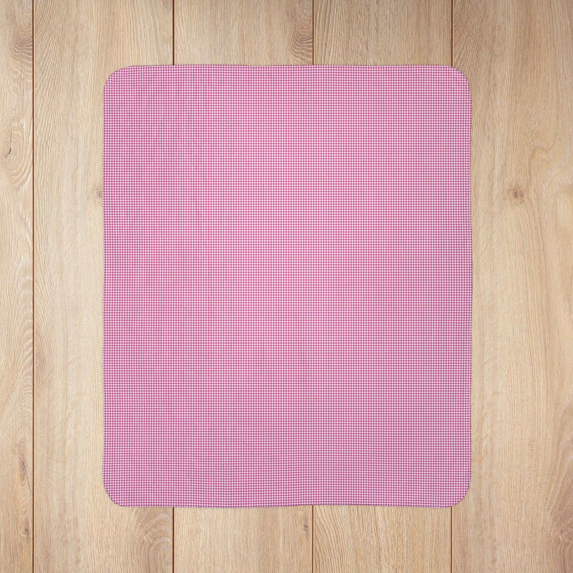 Fuschia & White Gingham Fleece Sherpa Blanket
