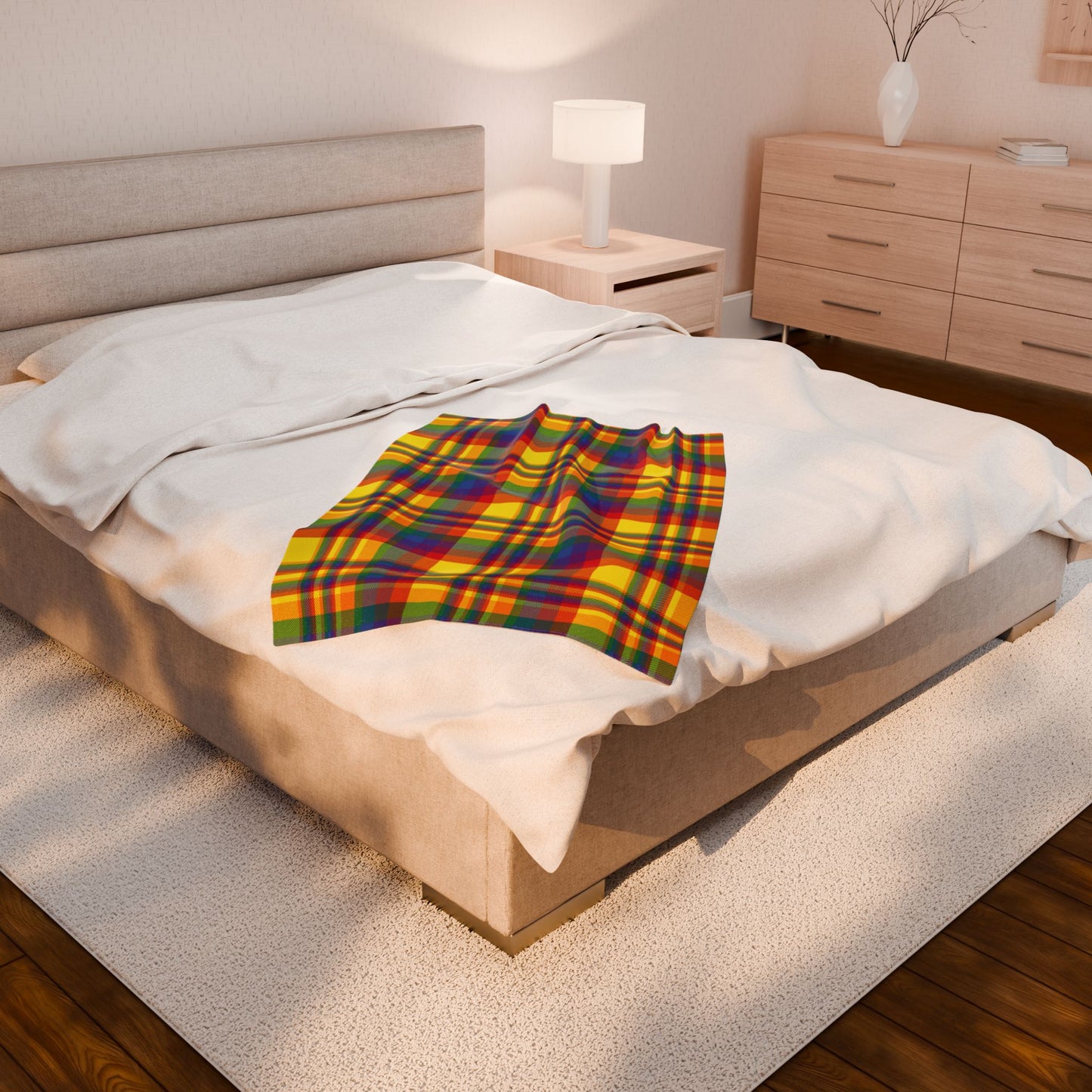Rainbow Pride Plaid Velveteen Plush Blanket