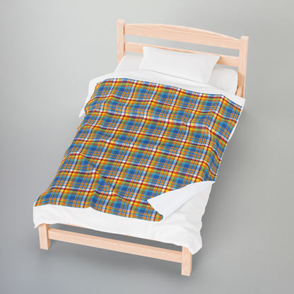 Midway Boardwalk Rainbow Ohio Plaid Velveteen Plush Blanket