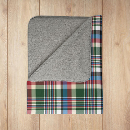 Christmas Green & Cream Plaid Milwaukee WI Fleece Sherpa Blanket