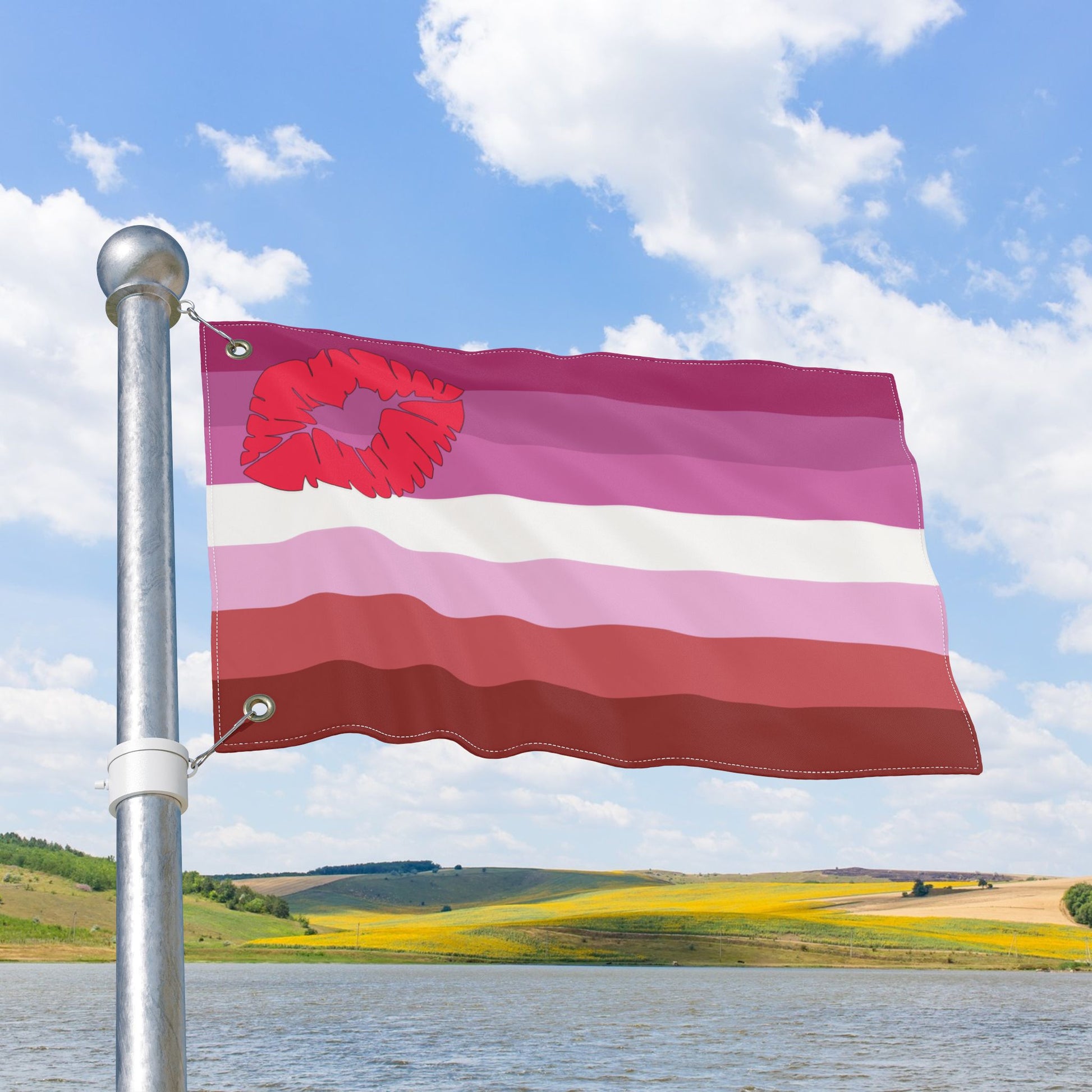 Lipstick Lesbian Pink Pride Flag with Grommets
