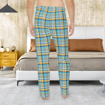 Men’s Teal, Blue & Gold Ohio Plaid Pajama Pants