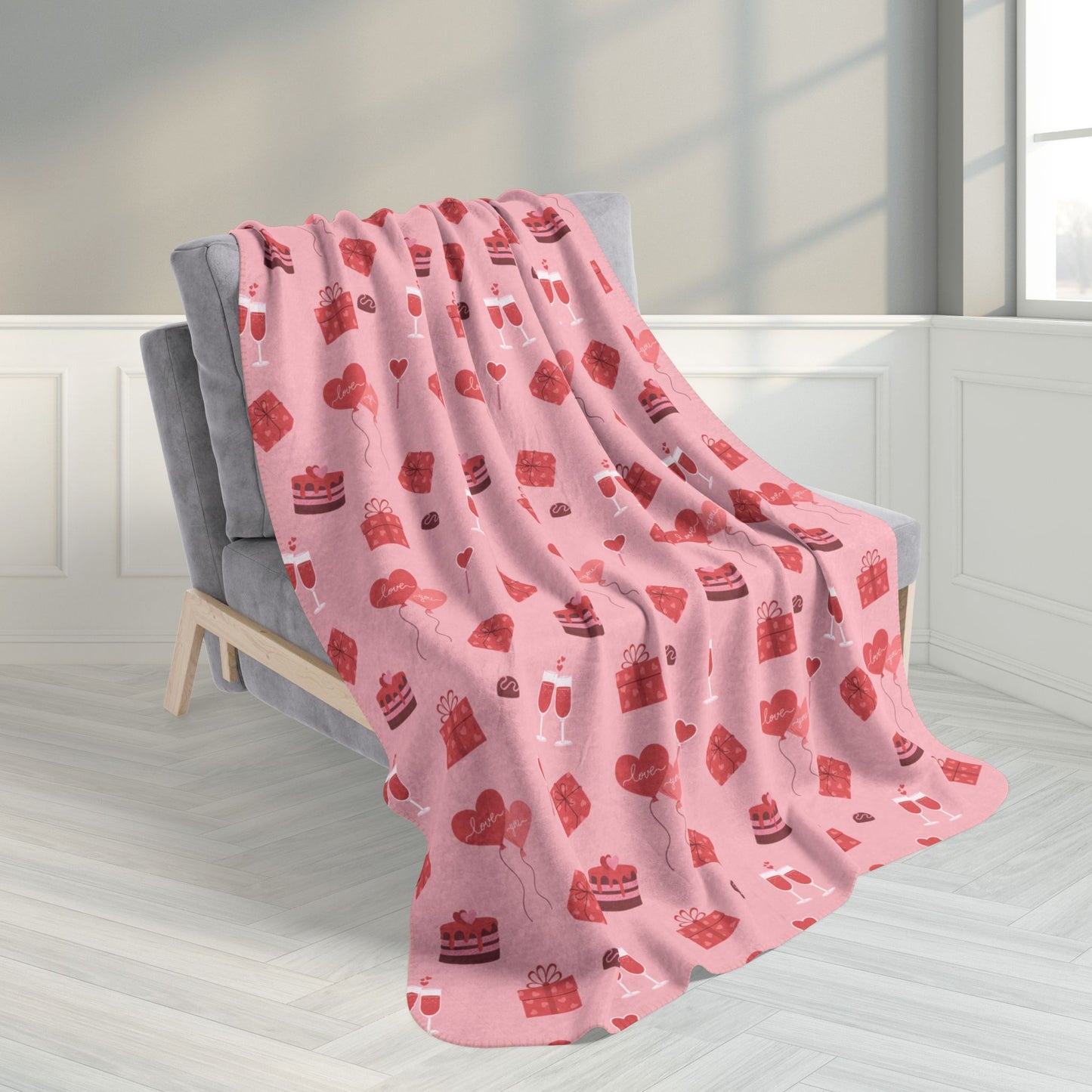 Vintage Valentine’s Day Celebration Fleece Sherpa Blanket