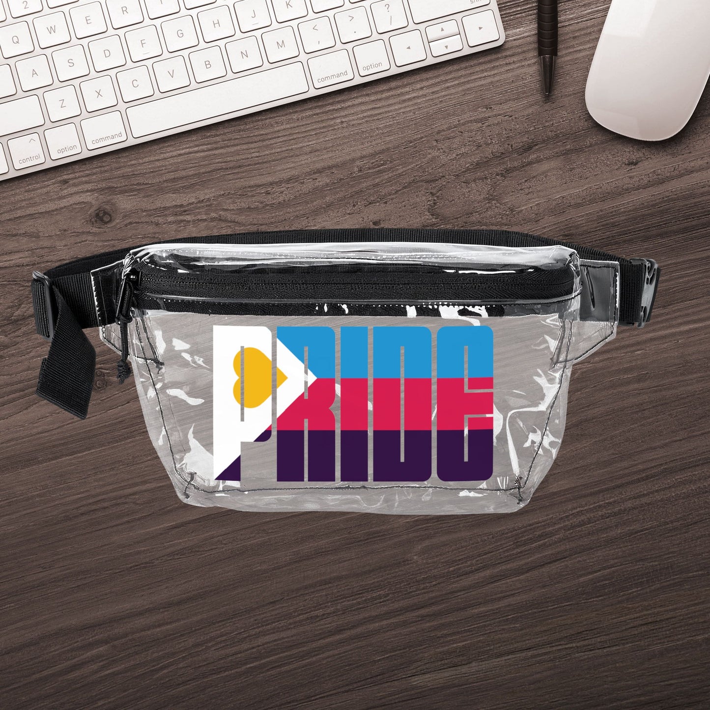 Clear Black One size Polyamory Pride Heart Clear Fanny Pack