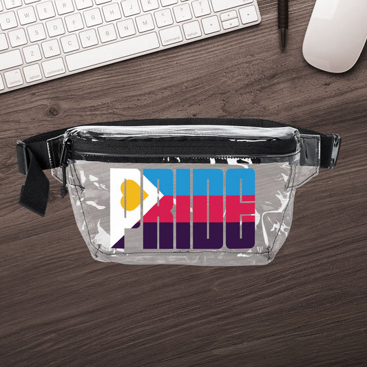 One size Clear Black Polyamory Pride Heart Clear Fanny Pack