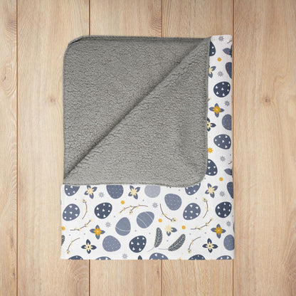 Blue Easter Eggs White Fleece Sherpa Blanket