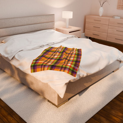Halloween Colors Plaid Velveteen Plush Blanket
