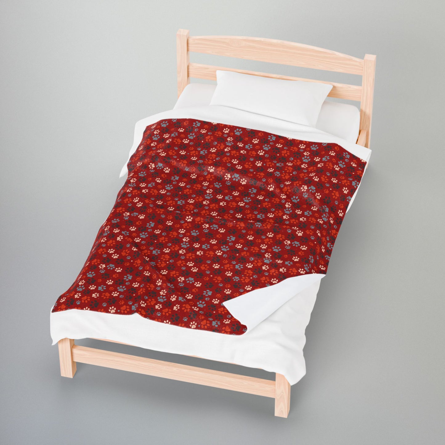 Orange & Cream Ohio Paw Prints Red Velveteen Plush Blanket