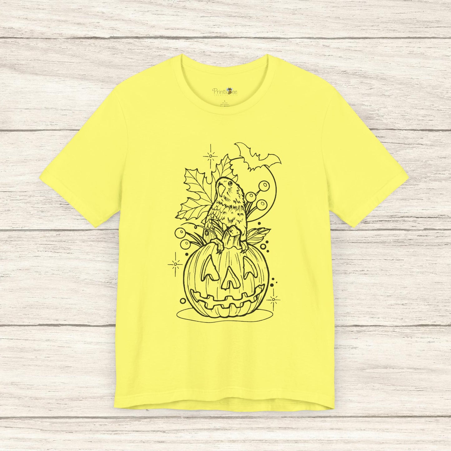 Lovebird on a Jack-o-Lantern, Line Art Tee