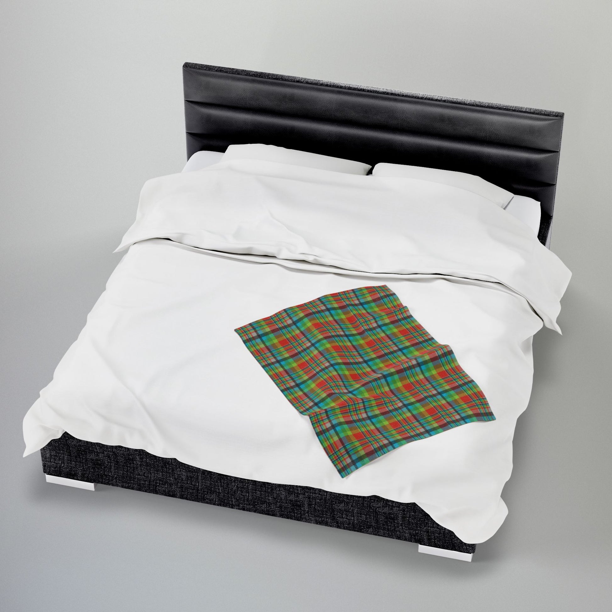 Red, Green & Blue Ohio Plaid Velveteen Plush Blanket