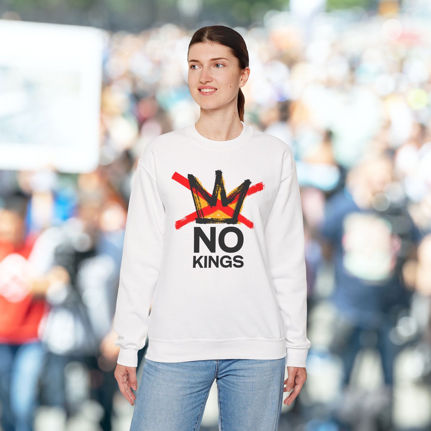 White No Kings Protest Sweatshirt