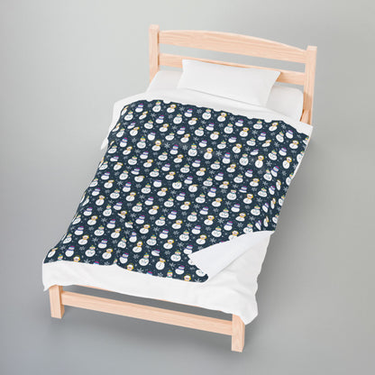 Pansexual Pride Snowmen Velveteen Plush Blanket