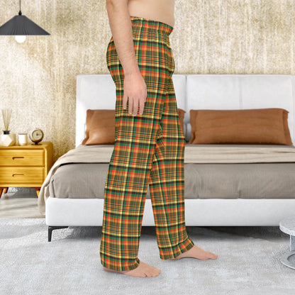 Men’s Dark Green, Orange & Gold Elysburg PA Plaid Pajama Pants