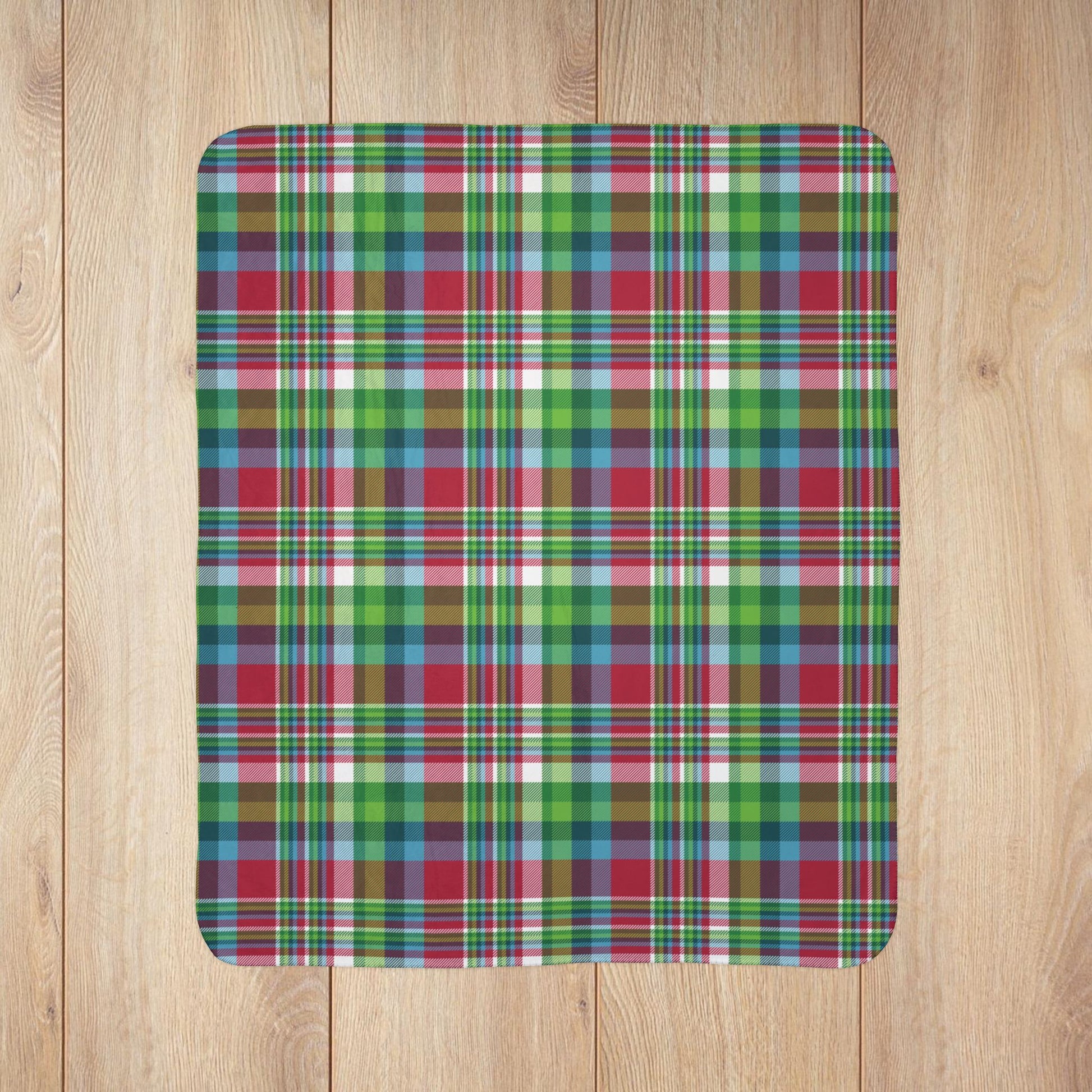 Christmas Winter Plaid Fleece Sherpa Blanket
