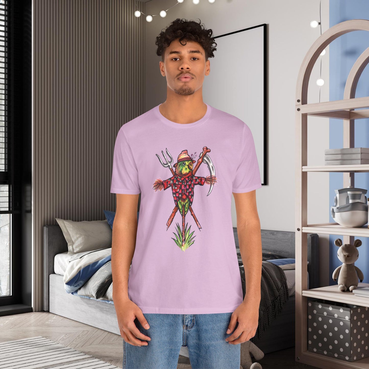 Scarecrow Lovebird, Hand-Drawn & Hand-Colored Tee