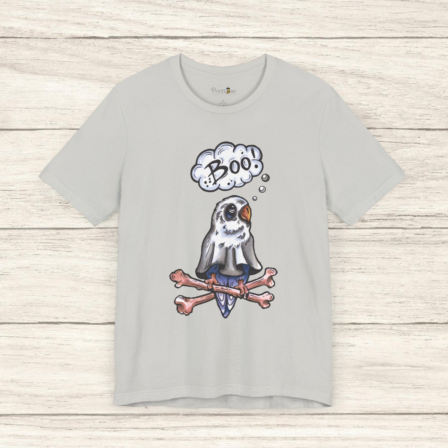 Ghost Lovebird Boo! Hand-Drawn & Hand-Colored Tee