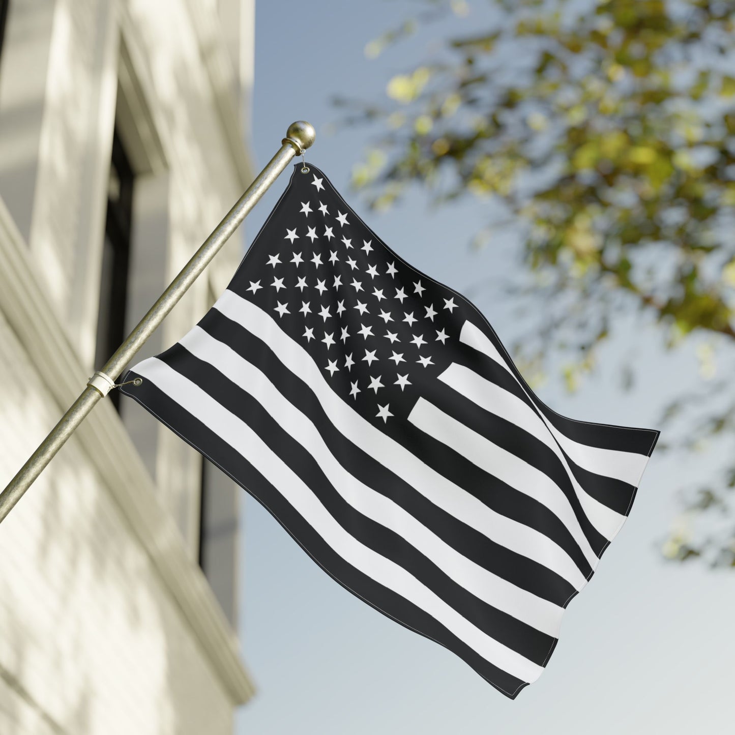 24'' × 36'' USA Black & White American Flag with Grommets