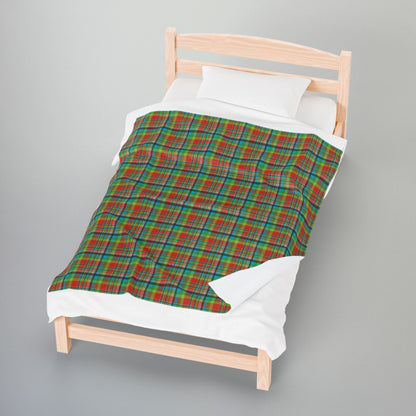 Red, Green & Blue Ohio Plaid Velveteen Plush Blanket