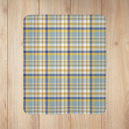 Hanukkah Light Blue Plaid Fleece Sherpa Blanket