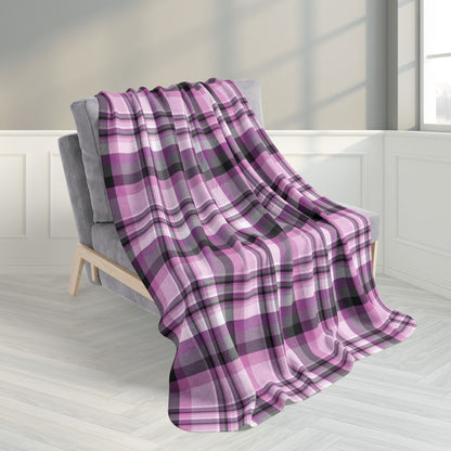 50" × 60" Straight Queer Pride Plaid Fleece Sherpa Blanket