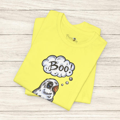 Ghost Lovebird Boo! Hand-Drawn & Hand-Colored Tee