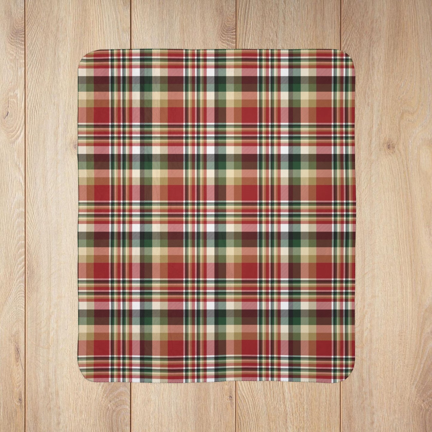 Christmas Red & Gold San Francisco CA Plaid Fleece Sherpa Blanket
