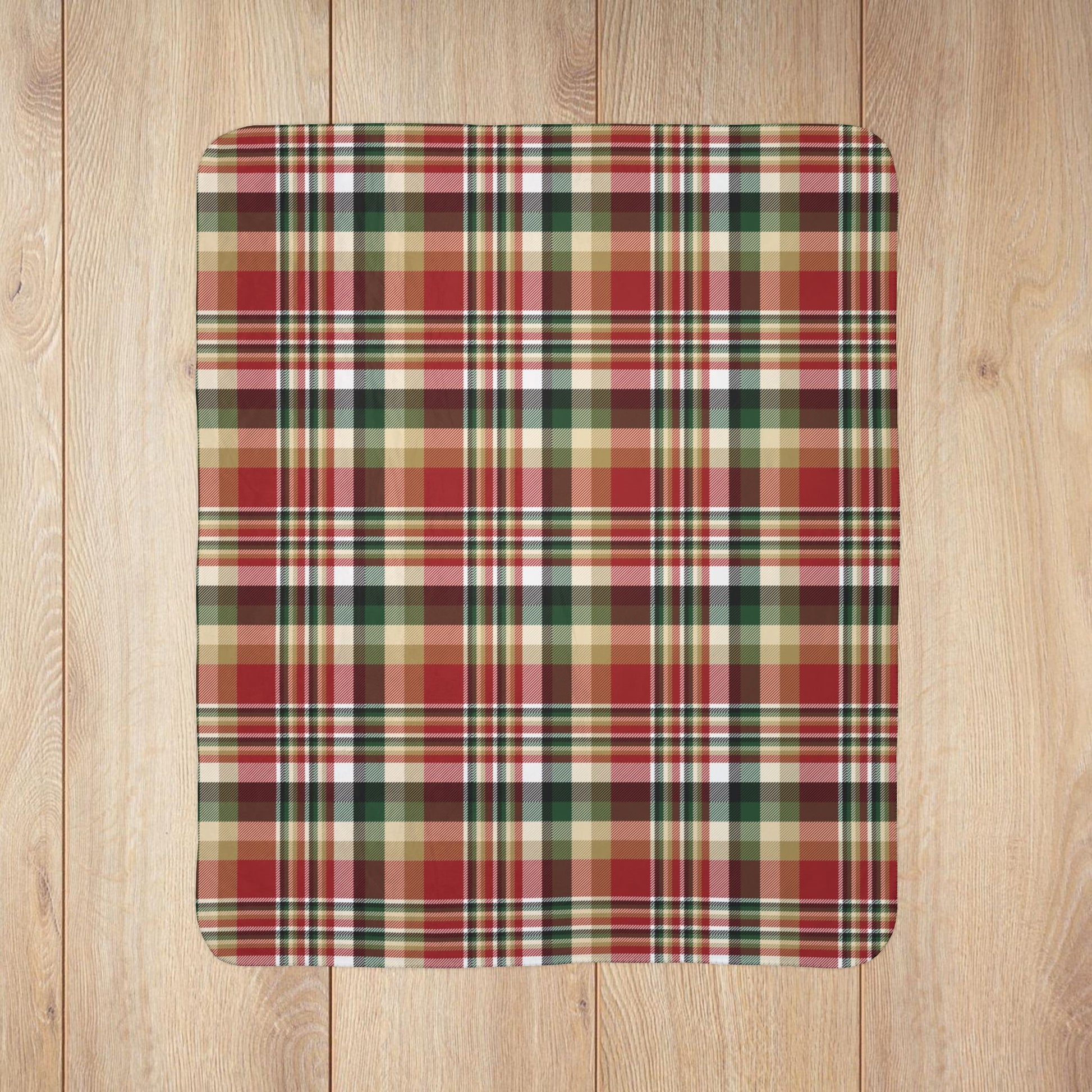Christmas Red & Gold San Francisco CA Plaid Fleece Sherpa Blanket
